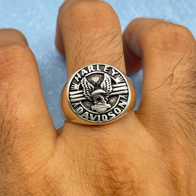 925 Sterling Silber Harley Davidson Ring, Motorrad Geschenk Schmuck, massiv Trendy