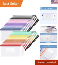 24 Pack Mesh Zipper Pouch Bags with Label Pocket, A6 9.1 4.7 in Small Pencil ...