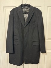Stafford Men s 46R Classic Fit Black Lined Wool Blend Topcoat Overcoat Jacket