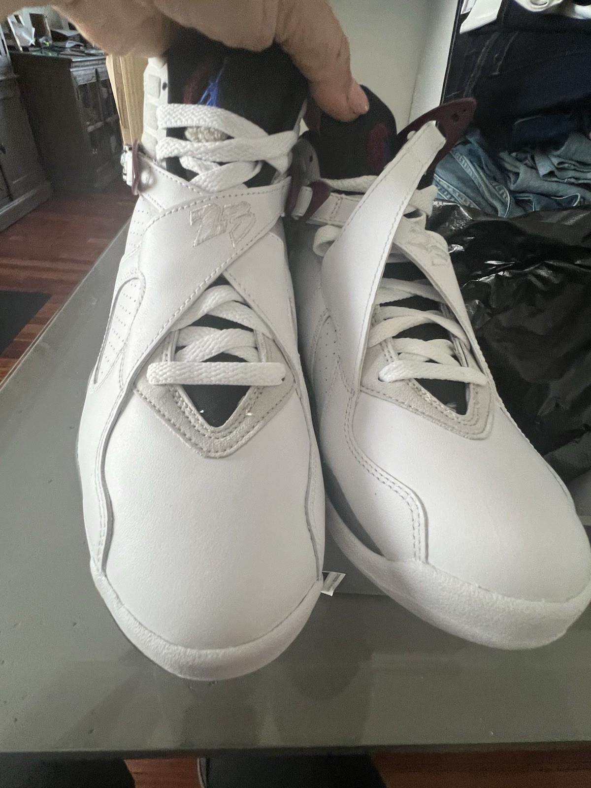 WMNS NIKE AIR JORDAN 8 RETRO WHITE-HYPER BLUE-BLACK SZ 9.0