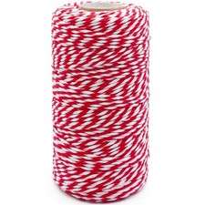 Cotton Twine Red and White Baker String 2mm Thick 328 Feet Christmas Twine fo...