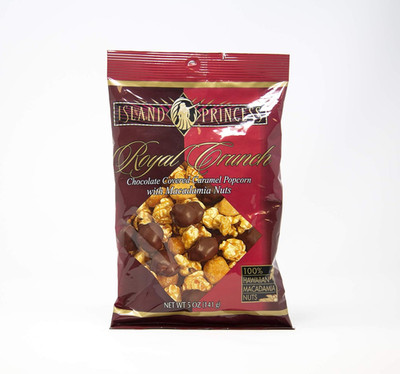 Royal Crunch Chocolate Covered Caramel Popcorn with Macadamia Nuts - 5OZ (141G) 