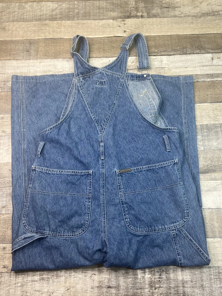 Mono vintage Calvin Klein para mujer L denim carpintero años 90 babero pierna ancha Y2K Foto 3 de 4