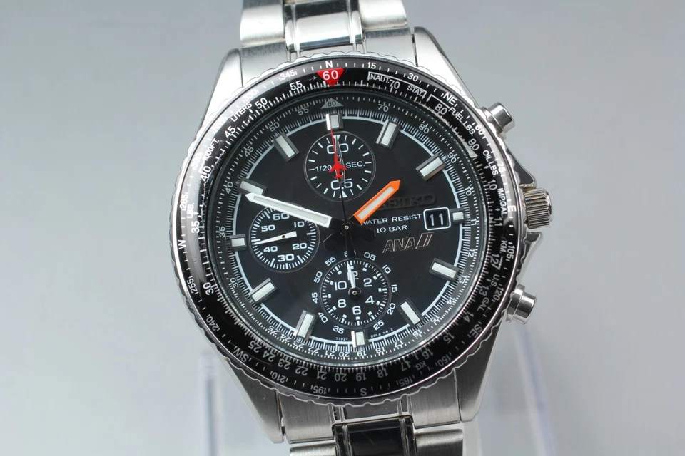 *Near MINT* SEIKO Flightmaster Pilot 7T92-0CF0 ANA Black Date Quartz Men's Watch - Image 4 of 4