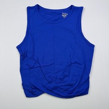 Lilly Pulitzer Luxletic Tank Top Womens L Blue Twist Hem Athletic Workout