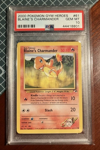PSA 10 2000 Pokemon Gym Heroes BLAINE'S CHARMANDER #61 GEM MINT