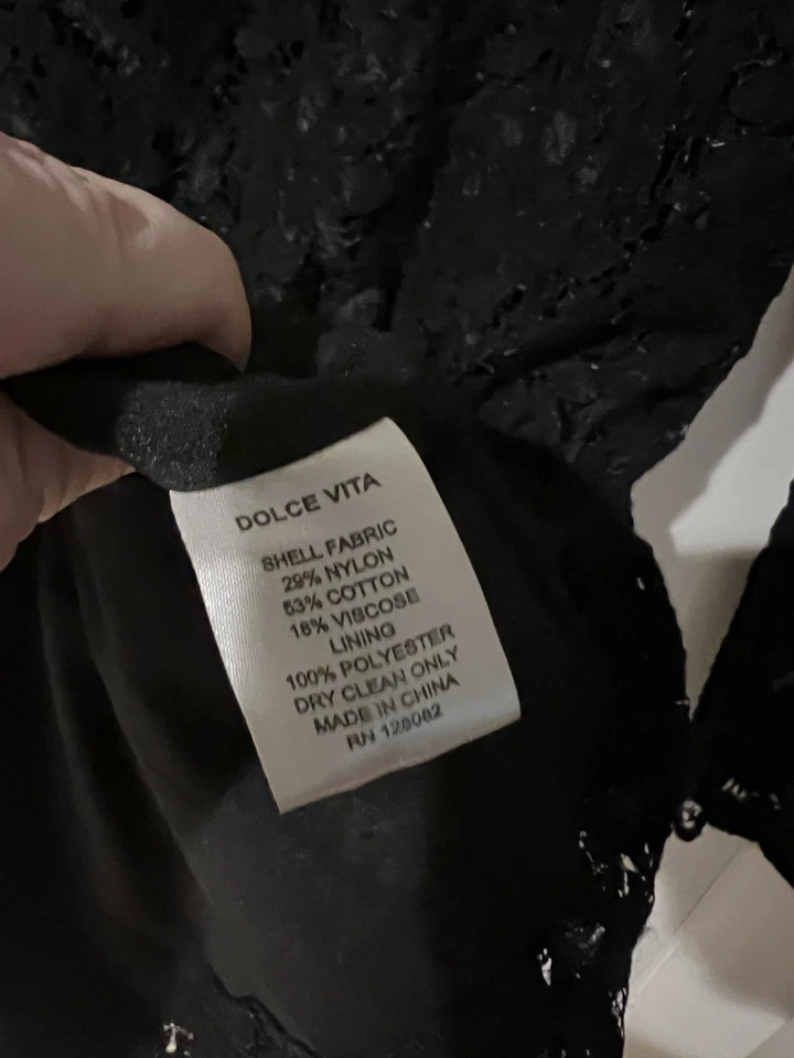 Mini Vestido Dolce Vita Para Mujer Negro Encaje Talla Mediana Corte Espalda Manga Larga Foto 3 de 4