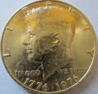 1976-P KENNEDY CLAD BICENTENNIAL GOLD PLATED HALF, VF CONDITION CIRCULATED