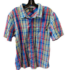 Oakley Plaid Multi Color Button Up Short Sleeve Shirt Size Large