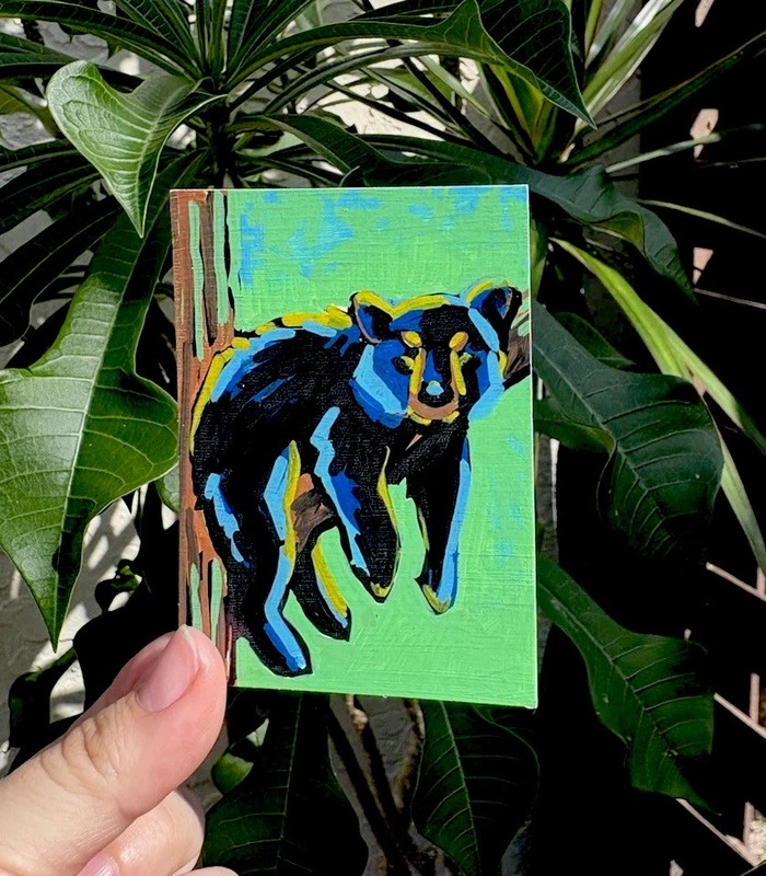 ACEO Original Painting #1 Black Bear  — Woodland Critters Collection · Signed 