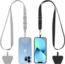 CACOE Phone Lanyard 2 Pack-2 Adjustable Neck 21.65", Black gray