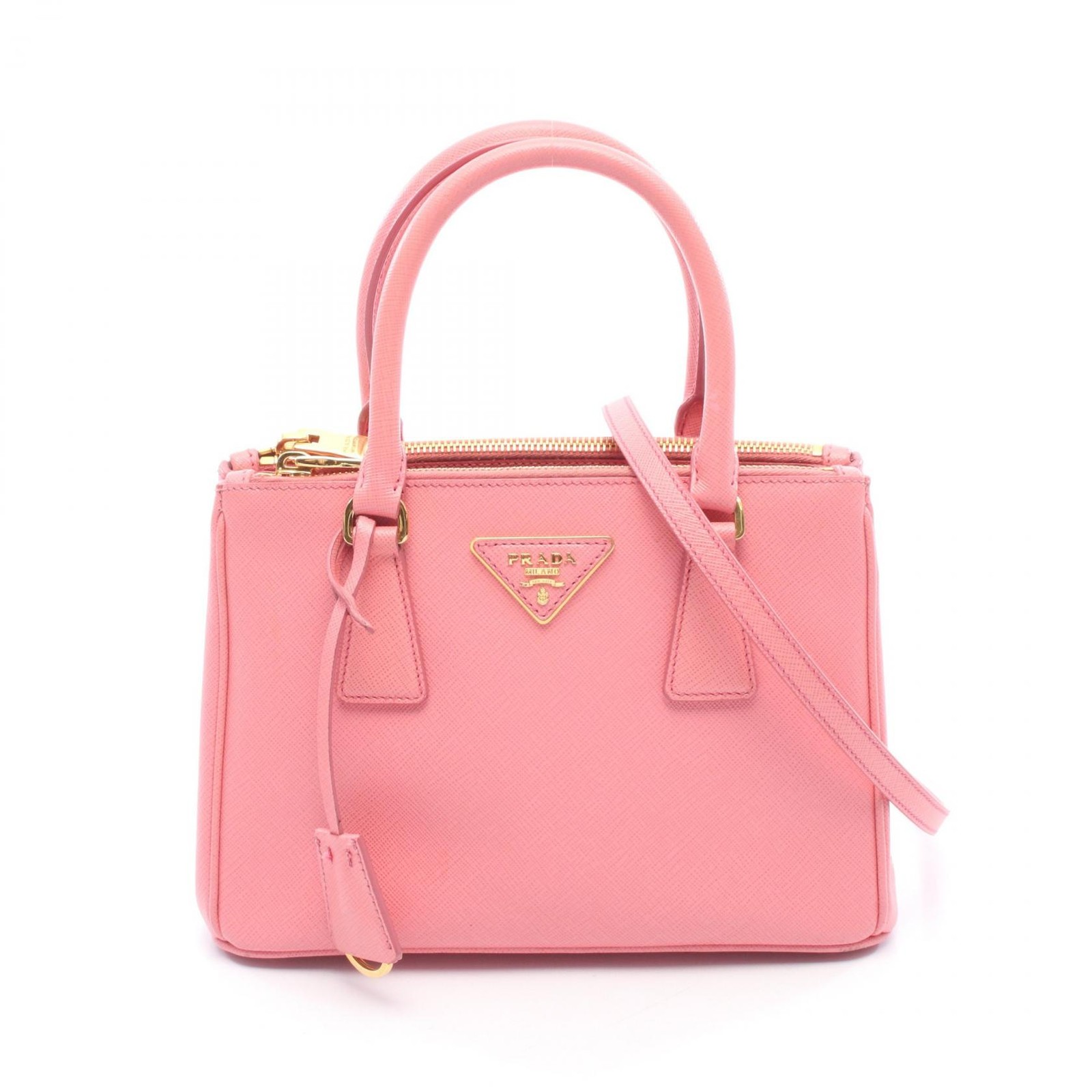 PRADA SAFFIANO LUX Galleria 2Way Shoulder Handbag 1BA896 leather Pink Used