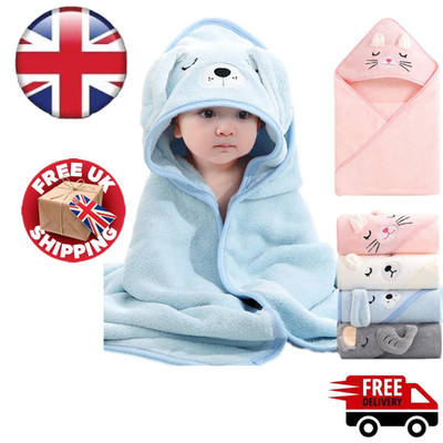 Baby Kapuzenhandtuch Koralle Fleece Cartoon Tier Weich Swaddle Halstuch Jungen Mädchen