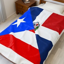 Puerto Rican Dominican Republic Flag Velveteen Plush Blanket  Gift for Friends