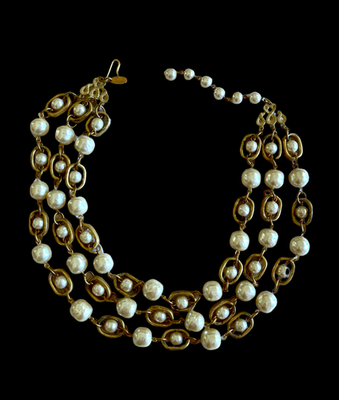 Vintage Miriam Haskell Signed Multi Strand Faux Pearl Statement