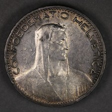 1923 B Switzerland Silver 5 Francs