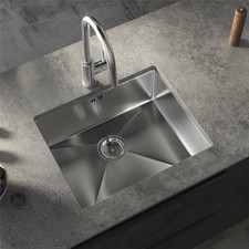 Liquida EL540BS 1.0 Bowl Brushed Steel Undermount Kitchen Sink 540 x 440mm