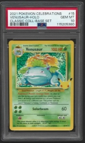 2021 POKEMON CELEBRATIONS VENUSAUR-HOLO CLASSIC COLL-BASE SET #15 PSA 10