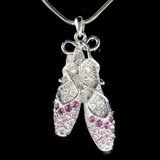 Purple BALLERINA Slippers made with Swarovski Crystal Ballet Dance Shoe Necklace