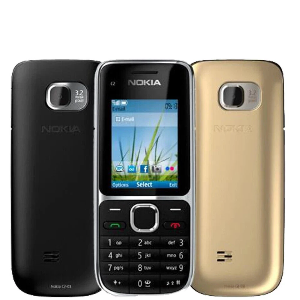 10pcs Nokia C Series C2-01 Black Gold Unlocked Hebrew English Keyboard Bar Phone - Image 2 of 4