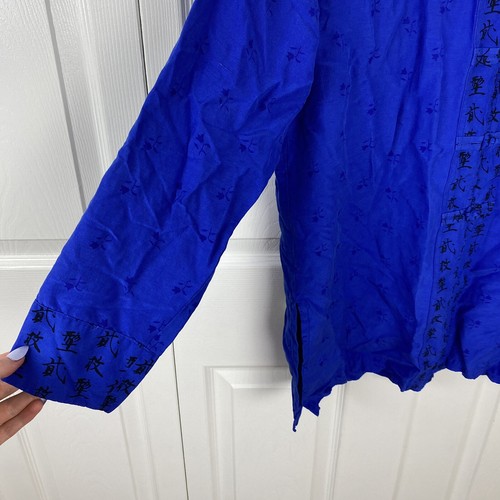 Chico's Size M Silk Linen Mandarin Collar Oriental Blouse Shirt Top Kimono - Picture 5 of 5