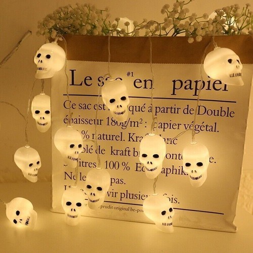 10LED Halloweenr Skull String Lights Lamp DIY Hanging Horror Home Party Supplies - Picture 5 of 8