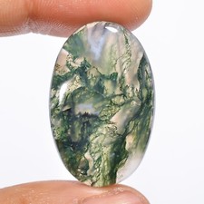 25 Carat AAA Natural Moss Agate Oval Shape Cabochon Cut Loose Gemstone