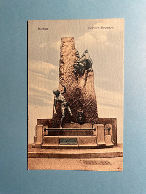 Old postcard of Aachen, Bakauv fountain, expired 1910