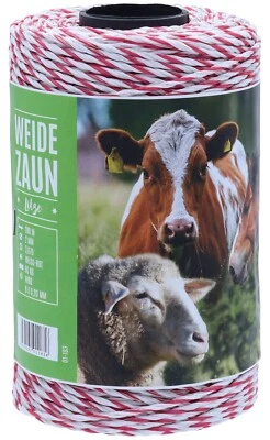 AGRARFLORA Weidezaunlitze PROFI 200m, 6x0,20 Niro, weiß-rot, Weidezaun, Elektrozaun, Litze