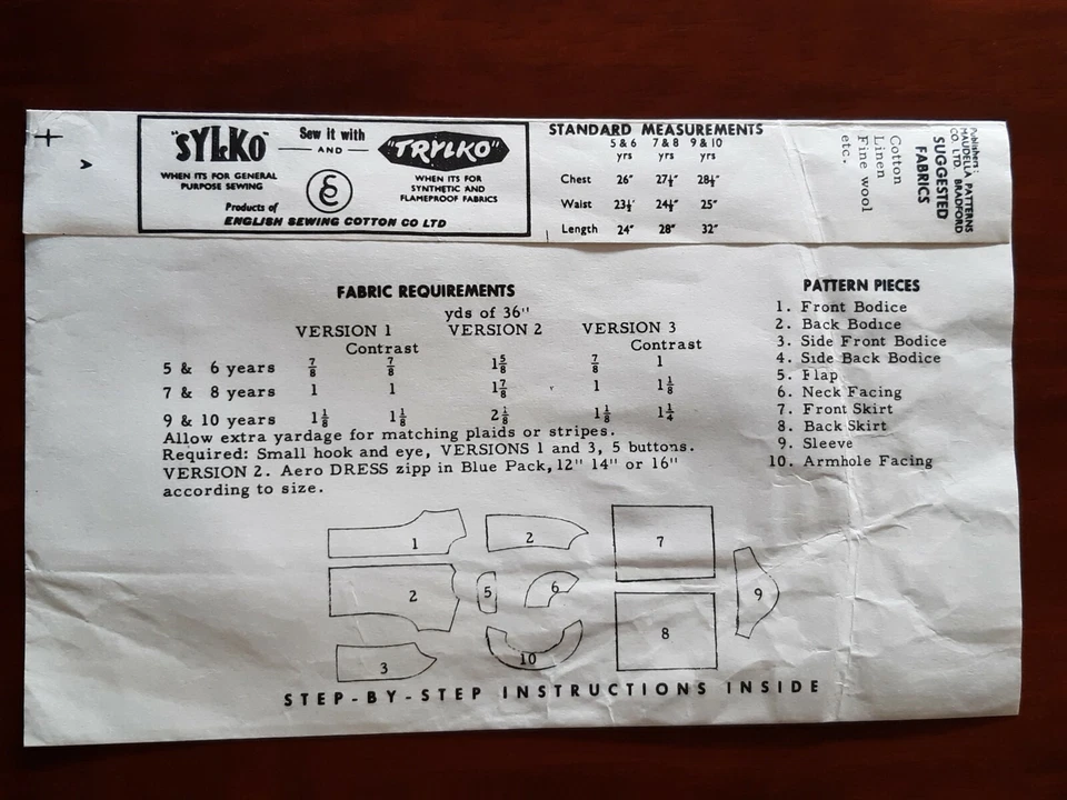 MAUDELLA PATTERN - 1375 GIRL'S DRESS DROPPED WAIST PLEATS VINTAGE 5-6YRS UNCUT  - Image 2 of 2