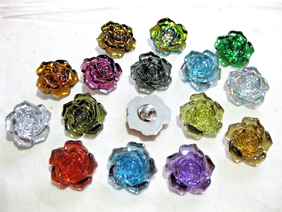 5 Mantelknöpfe Jacken-Knöpfe Rosen Ösenknöpfe verschiedene Farben 40 mm K16E - Bild 3 von 4
