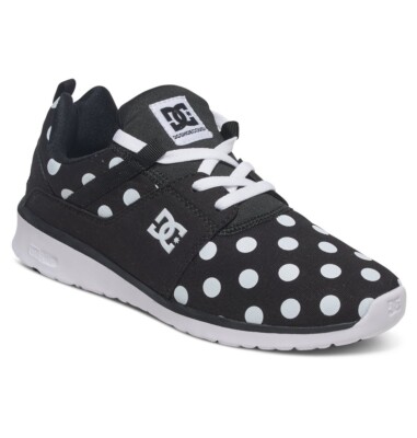DC SHOES HEATHROW SE BLACK WHITE POLKA DOT PRINT SNEAKER (UK 4 EUR 37)