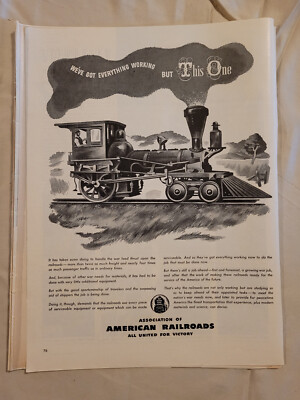 VTG 1944 Orig Magazine Ad AMERICAN RAILROAD Got Everything Working Byt This One