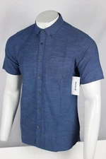 Hurley Men's One & Only 2.0 Button Shirt Short Sleeve Chambray Blue H451