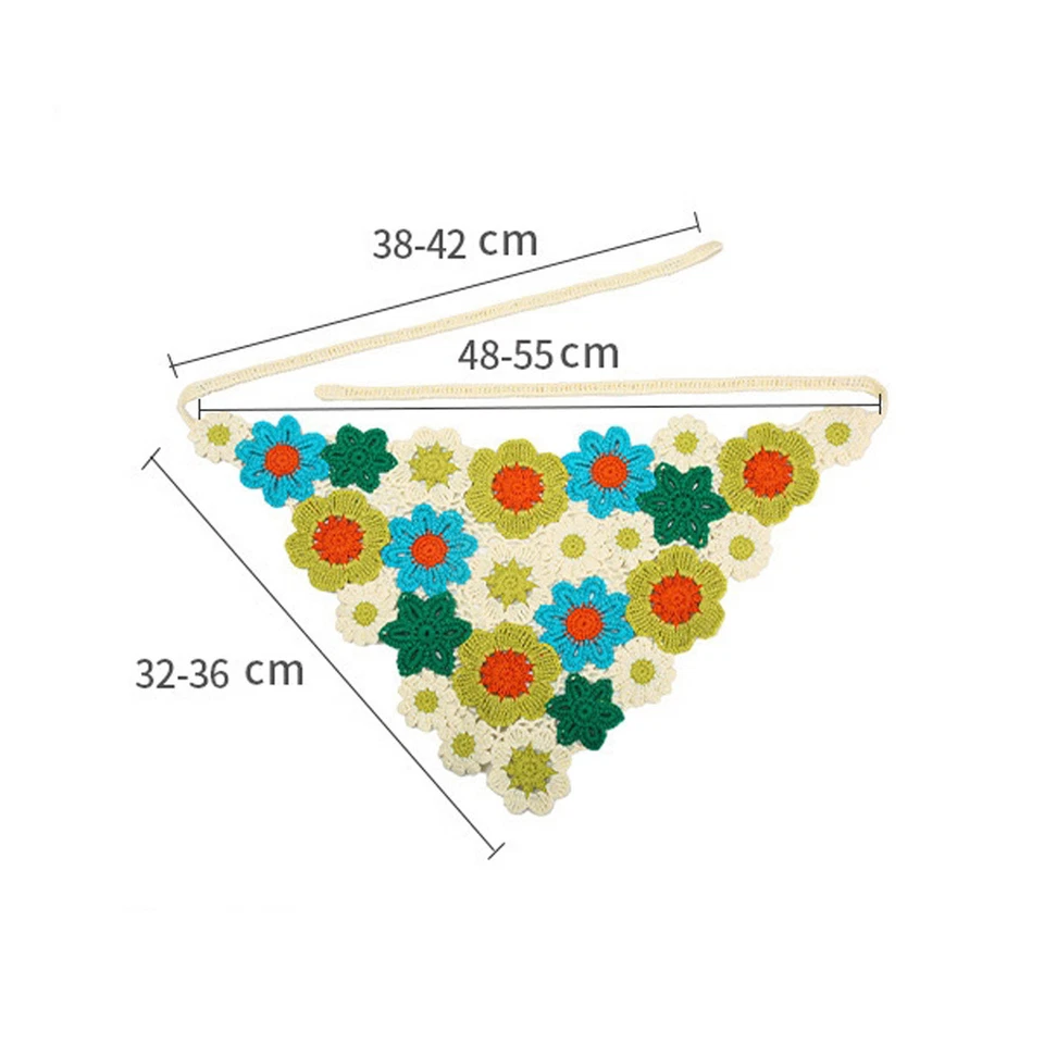 Pañuelo de ganchillo estilo pastoral estilo triángulo floral tejido para mujer niña Foto 3 de 4
