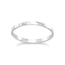 Thin Polished Hammered Band 925 Sterling Silver