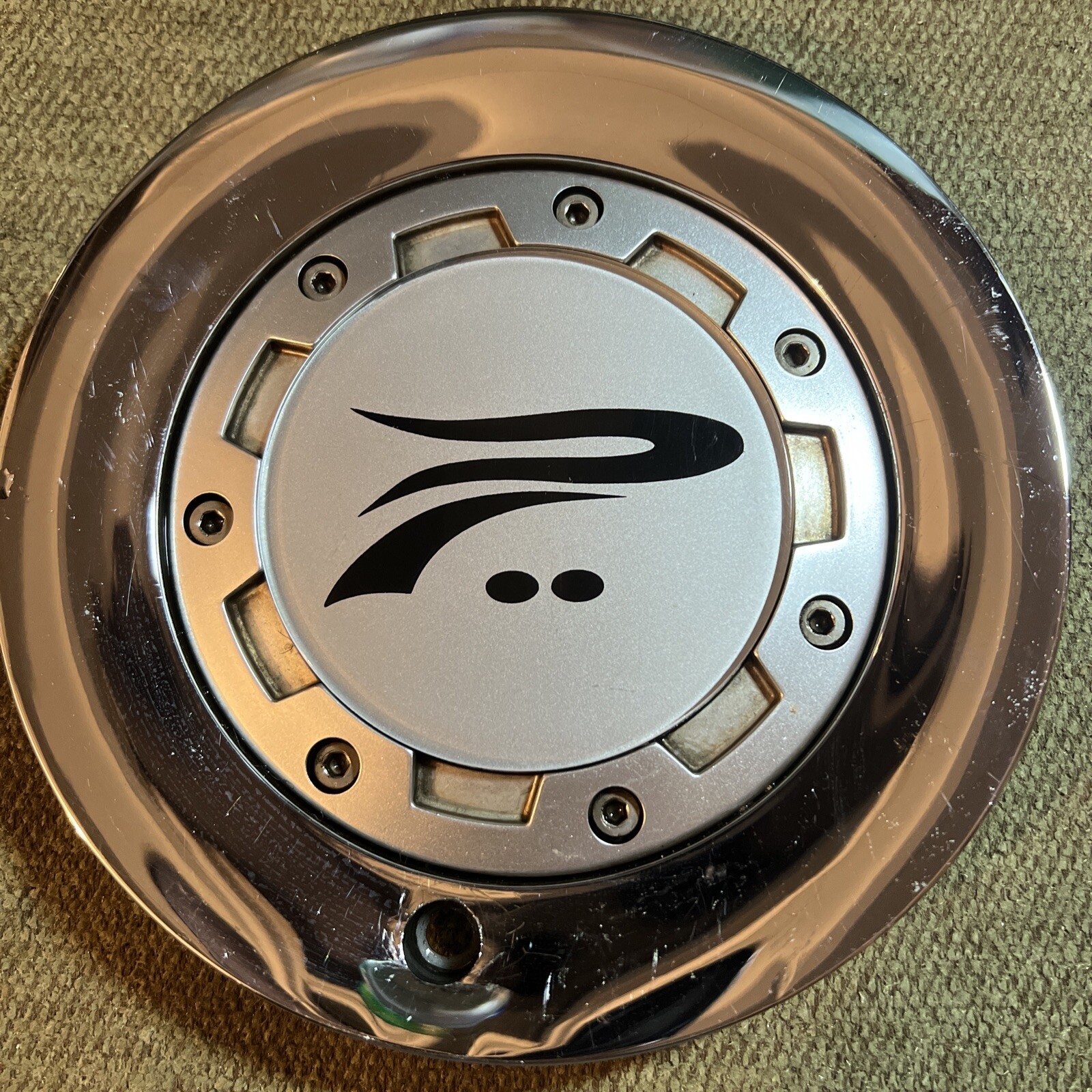 RARE PLATINUM CUSTOM WHEELS CHROME CUSTOM WHEELS CENTER CAP C122301CAP-image