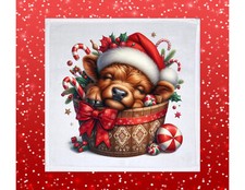 Christmas Highland Cow theme Dish Towel, 12x12, FREE ship, hand towels, choice