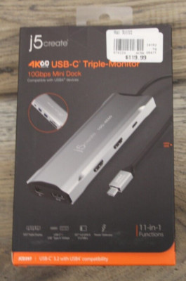 NEW j5create 4K60 Elite USB Type-C Triple-Monitor Mini Dock - (JCD397-1)