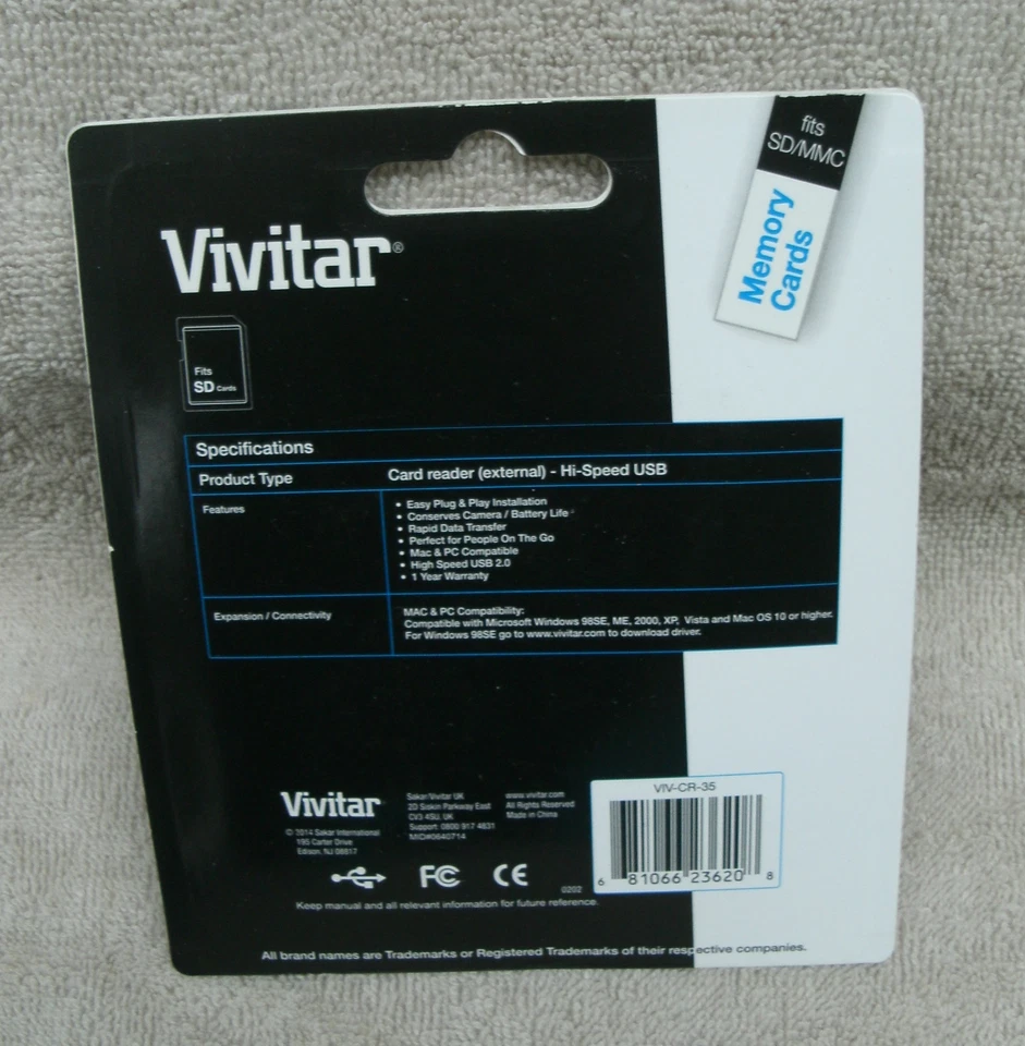 Vivitar USB 2.0 Digital SD Card Reader (VIV-CR-35) ~ NEW - Image 2 of 2