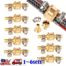 1/2" Garden Brass Mender End Repair Kit Hose Quick Connector Male Female US
