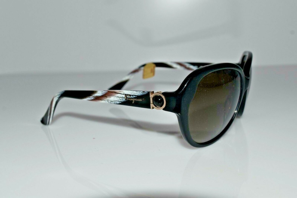 New Auth Salvatore Ferragamo Black Striped Multi SF708S 001 57-17