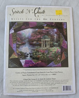 Candamar Stitch 'N (Crazy) Quilt Kit Thomas Kinkade's GARDEN OF PRAYER 46007 VTG