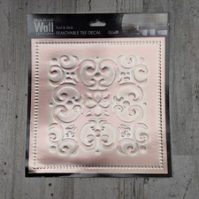 Peel Stick 8"x8" Art Wall Tile Backsplash PATINA COPPER Scroll Made in USA