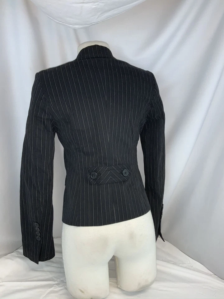 Chaqueta Blazer Benetton Talla 0 Negra Algodón Nylon Elástica Hecha en Italia YGI B0-234 Foto 4 de 4