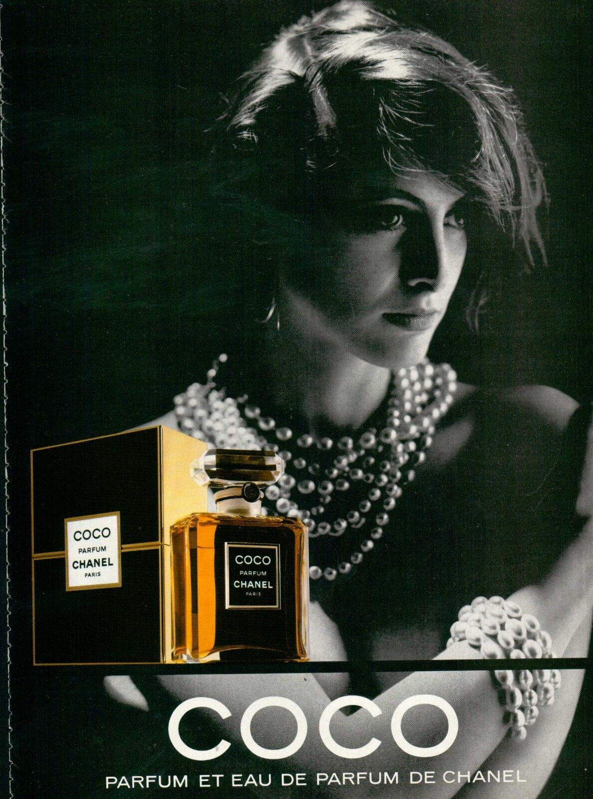 Coco Chanel Perfume Magazine Print Ad Ines de la Fressange 1980s VTG 1p  1988