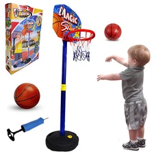 Kids Adjustable Basketball Hoop Goal Indoor Outdoor Play Game Toy With Ball Pump