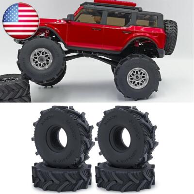 4PC 1.0'' Soft Mud Terrain Rubber Tyre 1.0 Wheel Tire for 1/24 Axial SCX24 Bronco