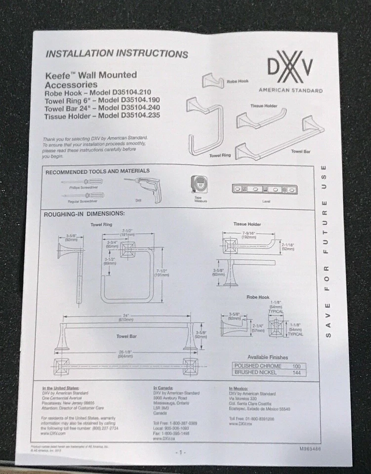 Anillo de toalla cromado pulido estándar americano montado en la pared DXV 6" D35104.190 Foto 2 de 4