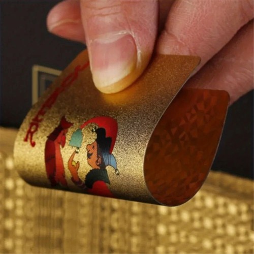 MAZO DE CARTAS ORO 24K QUILATES JUEGO PÓKER IMPERMEABLE DURADERO PLÁSTICO RECUBIERTO ROSA - Imagen 11 de 11